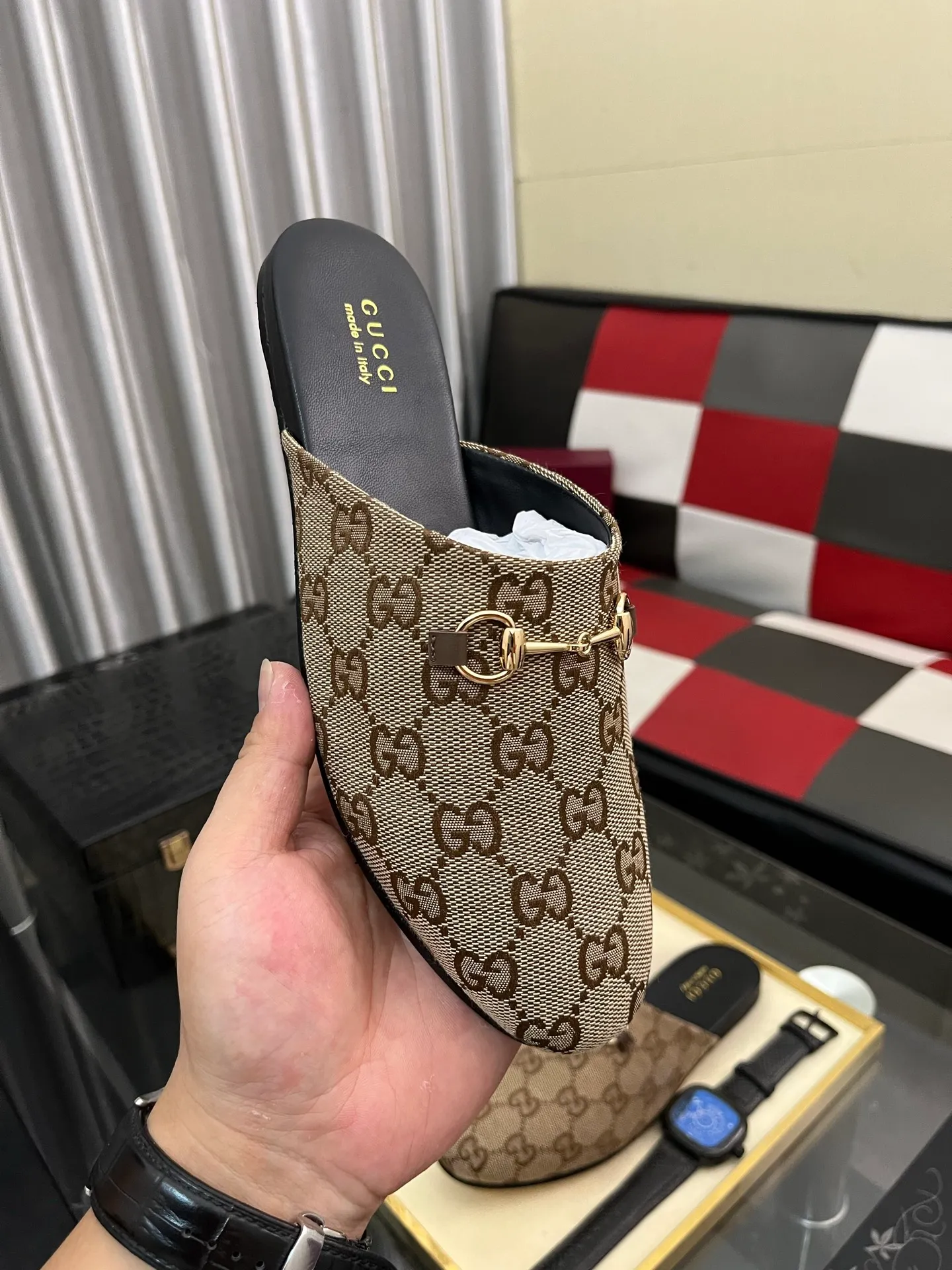 Men's shoes 💰480⌚️⌚️[Gucci] 2024 new season half-slip men's shoes, made of Italian imported first-layer frosted cowhide➕sheepskin lining, original hardware buckle, original combination wear-resistant outsole, real shot 🎬 Very comfortable on the feet, size 36-44
